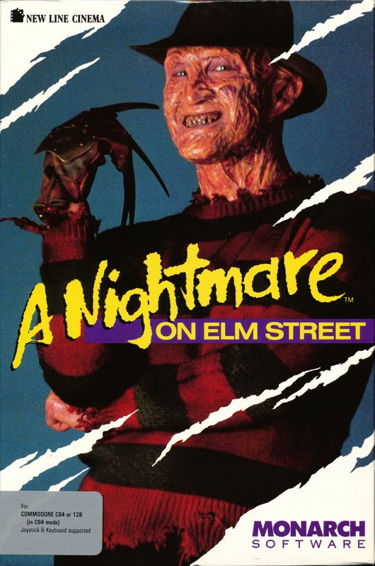 A Nightmare on Elm Street box art for Commodore 64